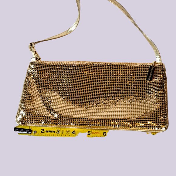Vintage Whiting and Davis Metallic Metal Mesh Evening Bag Purse Gold Zipper - Picture 7 of 11